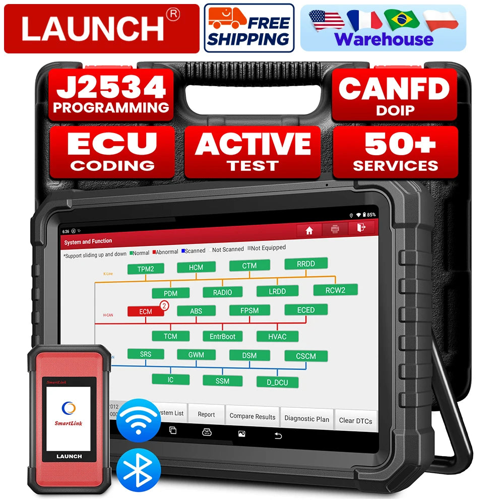 LAUNCH X431 PRO3S+ Elite SmartlinkC 2.0 Bidirectional Scan Tool with J2534 Portocol HD Trucks Scanner Topology Map 60+Service