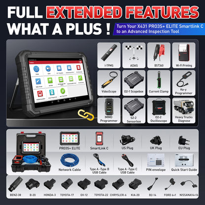 LAUNCH X431 PRO3S+ Elite SmartlinkC 2.0 Bidirectional Scan Tool with J2534 Portocol HD Trucks Scanner Topology Map 60+Service