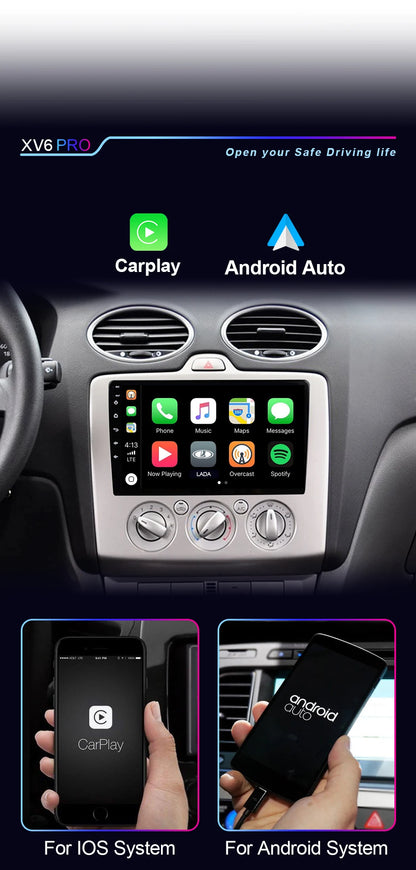XIMA XV6Pro 2 Din Android 13 Auto Carplay Car Radio For ford focus EXI MT 2 3 Mk2 2004 -2011  Multimedia Player 2din Stereo GPS