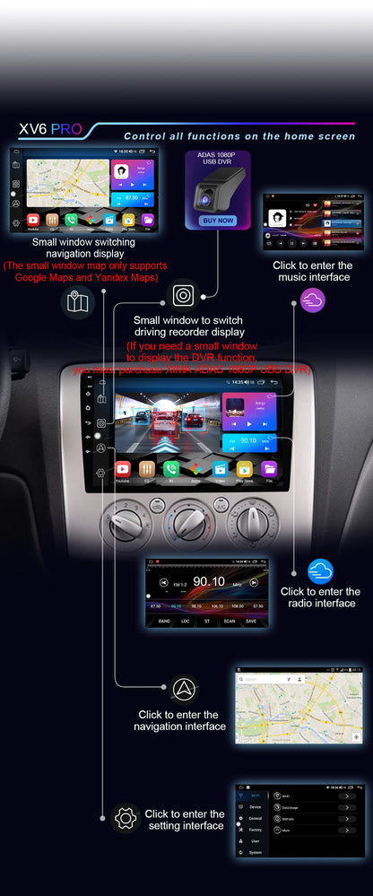XIMA XV6Pro 2 Din Android 13 Auto Carplay Car Radio For ford focus EXI MT 2 3 Mk2 2004 -2011  Multimedia Player 2din Stereo GPS
