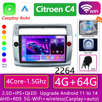 Central multimídia para Citroen C4 C-Triomphe C-Quatre 2004-2009 2 din Car Radio Video Player Android 2din CarPlay