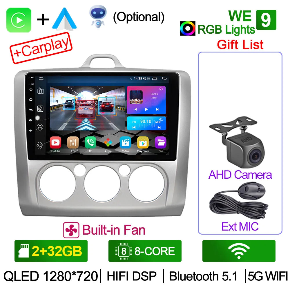 XIMA XV6Pro 2 Din Android 13 Auto Carplay Car Radio For ford focus EXI MT 2 3 Mk2 2004 -2011  Multimedia Player 2din Stereo GPS