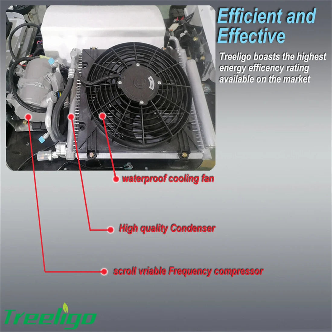 Treeligo 12V/24V 13500BTU Roof Air Conditioner Electric Cool RV Rooftop Parking AC Unit for Truck Camper Van Caravans Motor home