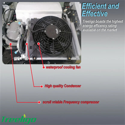 Treeligo 12V/24V 13500BTU Roof Air Conditioner Electric Cool RV Rooftop Parking AC Unit for Truck Camper Van Caravans Motor home