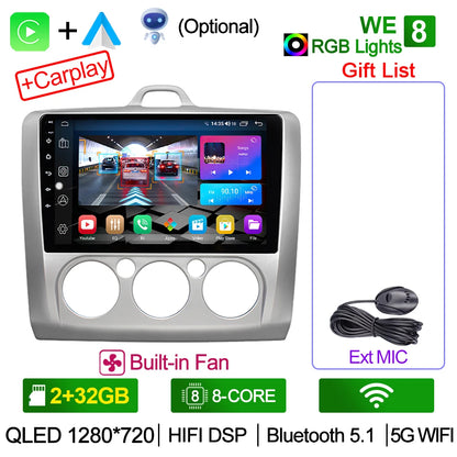 XIMA XV6Pro 2 Din Android 13 Auto Carplay Car Radio For ford focus EXI MT 2 3 Mk2 2004 -2011  Multimedia Player 2din Stereo GPS