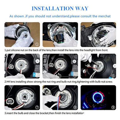 RONAN 2.5'' VER 8.1 Bi-Xenon Projector Lens H1 Car Headlight for X5 BM Sport LED Square Angel Eyes DRL White Retrofit H4 H7 Car