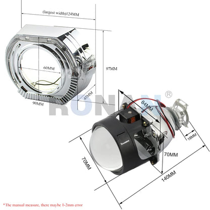 RONAN 2.5'' VER 8.1 Bi-Xenon Projector Lens H1 Car Headlight for X5 BM Sport LED Square Angel Eyes DRL White Retrofit H4 H7 Car