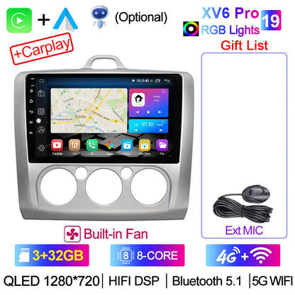 XIMA XV6Pro 2 Din Android 13 Auto Carplay Car Radio For ford focus EXI MT 2 3 Mk2 2004 -2011  Multimedia Player 2din Stereo GPS