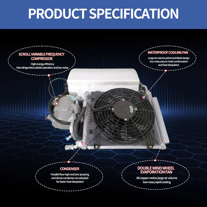 Treeligo 12V/24V 13500BTU Roof Air Conditioner Electric Cool RV Rooftop Parking AC Unit for Truck Camper Van Caravans Motor home