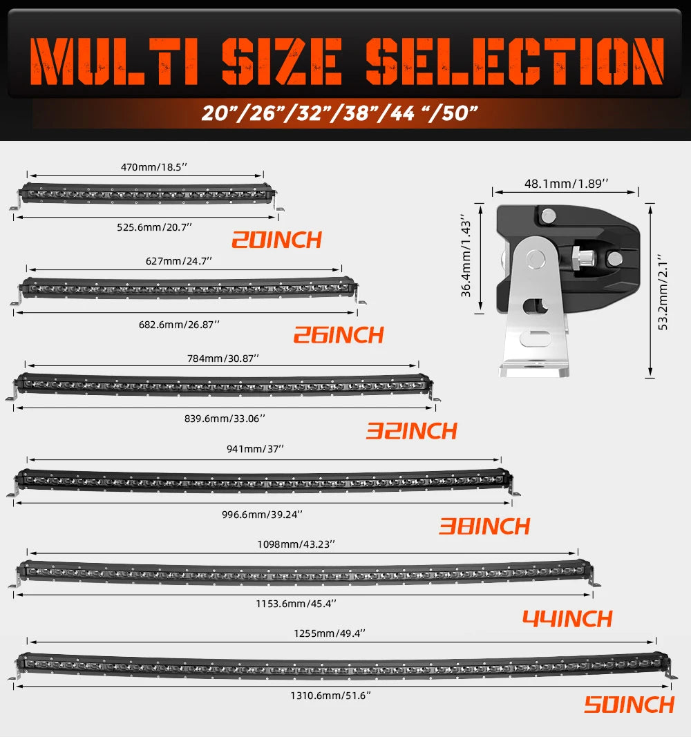 CO LIGHT New Cruved Slim LED Bar 20"26"32"38"44"50" LED Light Bar/Work Light for Driving Truck 4X4 UAZ 4WD ATV Car Barra 12V 24V