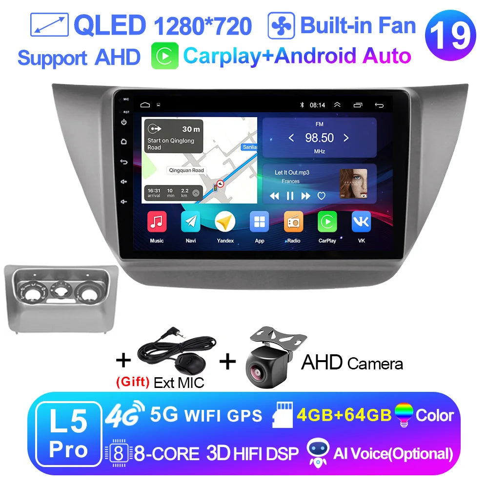 LEHX Pro 8 Core QLED DSP Car Radio Multimedia Player For Mitsubishi Lancer 9 CS 2000-2010 2Din Android 14 Carplay Stereo GPS