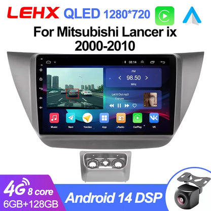 LEHX Pro 8 Core QLED DSP Car Radio Multimedia Player For Mitsubishi Lancer 9 CS 2000-2010 2Din Android 14 Carplay Stereo GPS