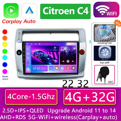 Central multimídia para Citroen C4 C-Triomphe C-Quatre 2004-2009 2 din Car Radio Video Player Android 2din CarPlay