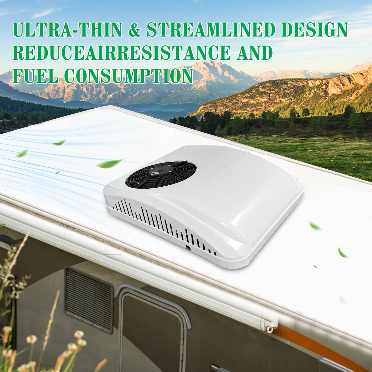 Treeligo 12V/24V 13500BTU Roof Air Conditioner Electric Cool RV Rooftop Parking AC Unit for Truck Camper Van Caravans Motor home