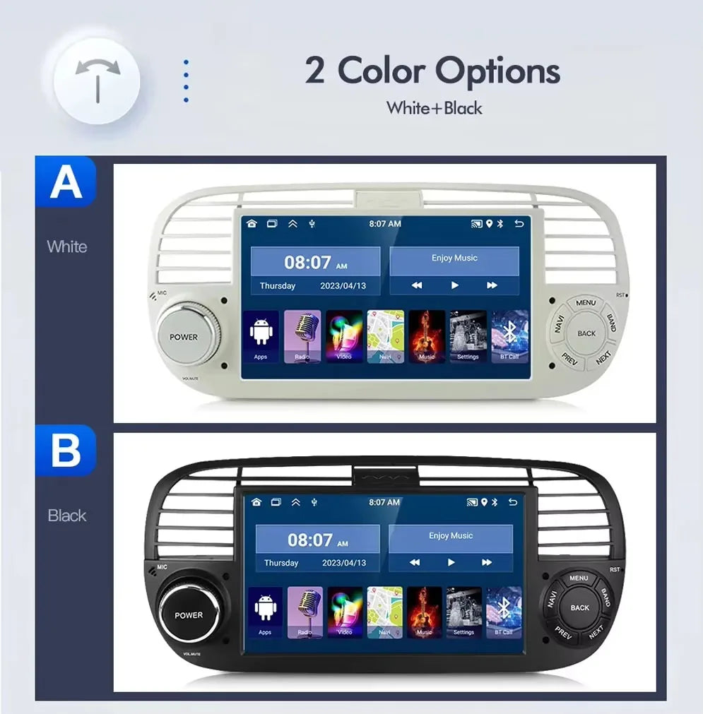 7'' Android 13 Car Radio Stereo For Fiat 500 2007-2015 Multimedia Player Wireless Carplay& Auto BT GPS Navigation Head Unit