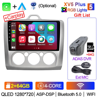 XIMA XV6Pro 2 Din Android 13 Auto Carplay Car Radio For ford focus EXI MT 2 3 Mk2 2004 -2011  Multimedia Player 2din Stereo GPS