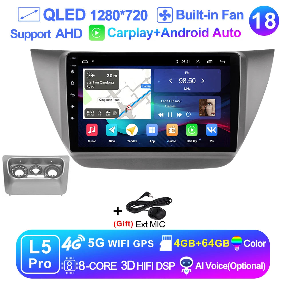 LEHX Pro 8 Core QLED DSP Car Radio Multimedia Player For Mitsubishi Lancer 9 CS 2000-2010 2Din Android 14 Carplay Stereo GPS