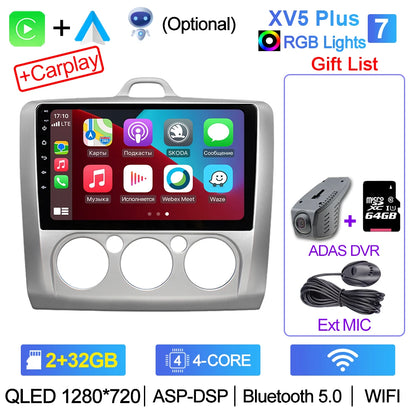 XIMA XV6Pro 2 Din Android 13 Auto Carplay Car Radio For ford focus EXI MT 2 3 Mk2 2004 -2011  Multimedia Player 2din Stereo GPS