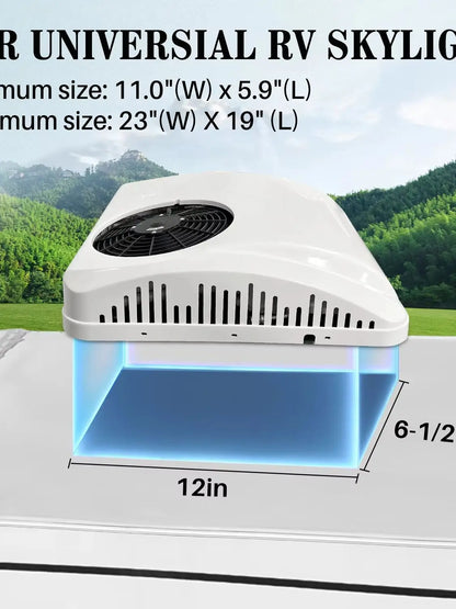Treeligo 12V/24V 13500BTU Roof Air Conditioner Electric Cool RV Rooftop Parking AC Unit for Truck Camper Van Caravans Motor home