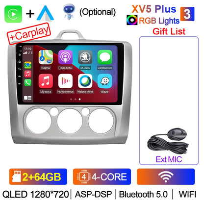 XIMA XV6Pro 2 Din Android 13 Auto Carplay Car Radio For ford focus EXI MT 2 3 Mk2 2004 -2011  Multimedia Player 2din Stereo GPS