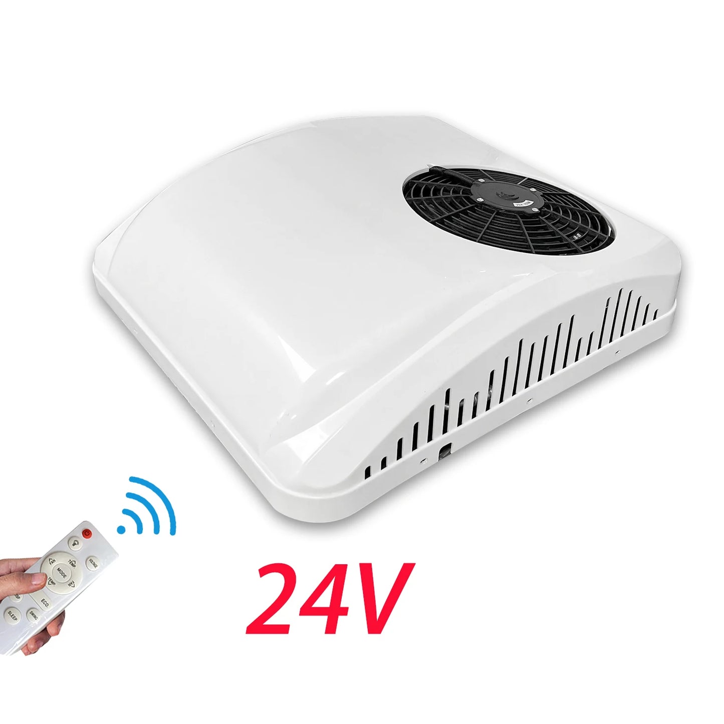 Treeligo 12V/24V 13500BTU Roof Air Conditioner Electric Cool RV Rooftop Parking AC Unit for Truck Camper Van Caravans Motor home