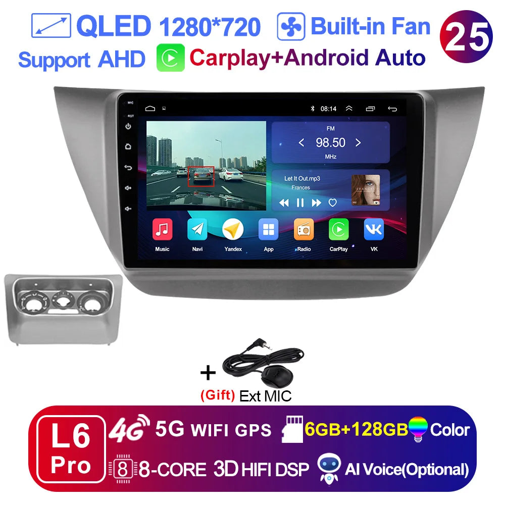 LEHX Pro 8 Core QLED DSP Car Radio Multimedia Player For Mitsubishi Lancer 9 CS 2000-2010 2Din Android 14 Carplay Stereo GPS