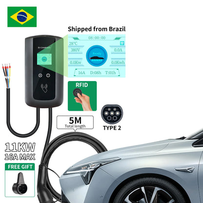 Chiefleed 220V/380V 22/11/7.2KW 32A 3/1P EV Charger Wallbox IEC 62196 Type 2 Plug Charging For Electric Vehicle Cable 5M