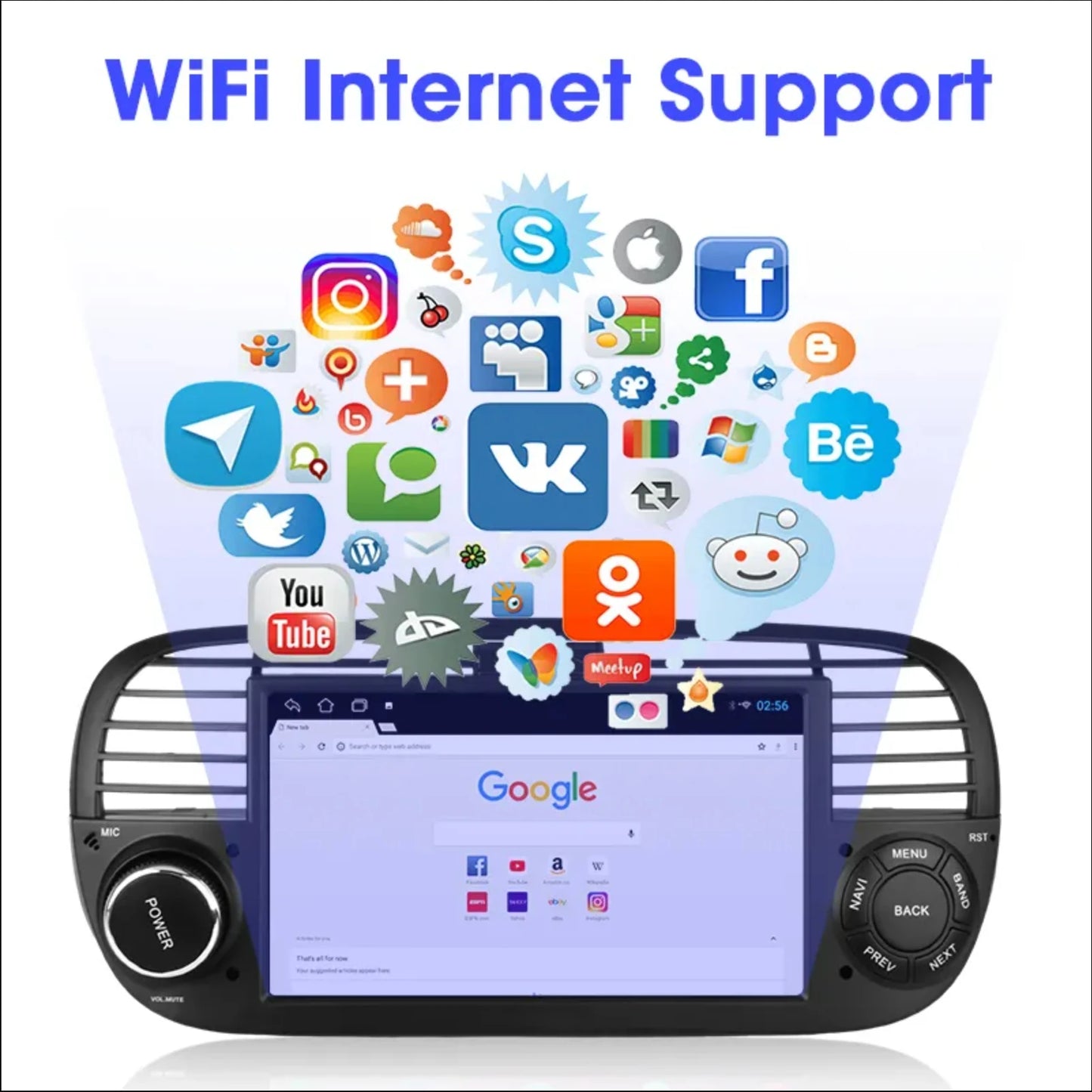7'' Android 13 Car Radio Stereo For Fiat 500 2007-2015 Multimedia Player Wireless Carplay& Auto BT GPS Navigation Head Unit