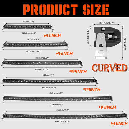 CO LIGHT New Cruved Slim LED Bar 20"26"32"38"44"50" LED Light Bar/Work Light for Driving Truck 4X4 UAZ 4WD ATV Car Barra 12V 24V
