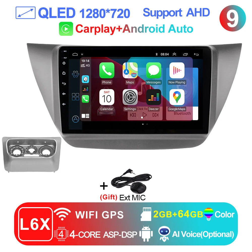 LEHX Pro 8 Core QLED DSP Car Radio Multimedia Player For Mitsubishi Lancer 9 CS 2000-2010 2Din Android 14 Carplay Stereo GPS
