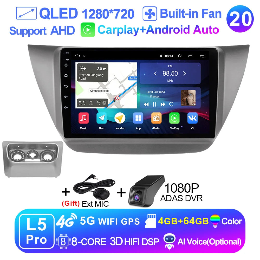 LEHX Pro 8 Core QLED DSP Car Radio Multimedia Player For Mitsubishi Lancer 9 CS 2000-2010 2Din Android 14 Carplay Stereo GPS