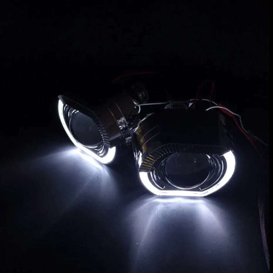 RONAN 2.5'' VER 8.1 Bi-Xenon Projector Lens H1 Car Headlight for X5 BM Sport LED Square Angel Eyes DRL White Retrofit H4 H7 Car