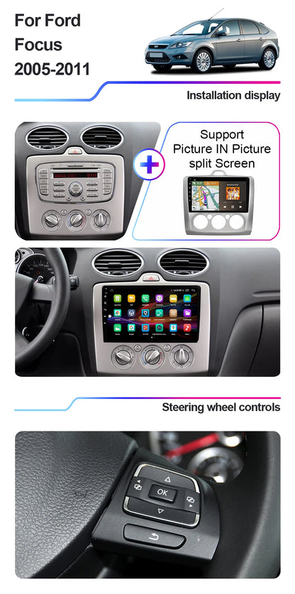 XIMA XV6Pro 2 Din Android 13 Auto Carplay Car Radio For ford focus EXI MT 2 3 Mk2 2004 -2011  Multimedia Player 2din Stereo GPS
