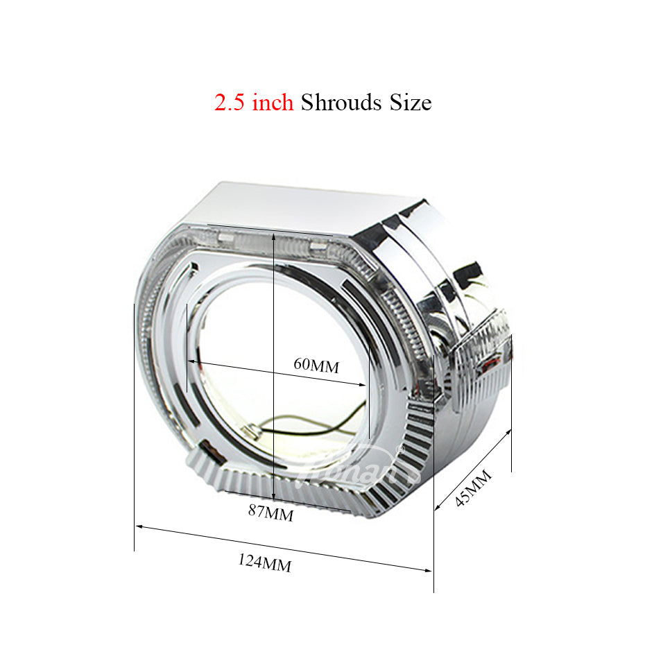 RONAN 2.5'' VER 8.1 Bi-Xenon Projector Lens H1 Car Headlight for X5 BM Sport LED Square Angel Eyes DRL White Retrofit H4 H7 Car