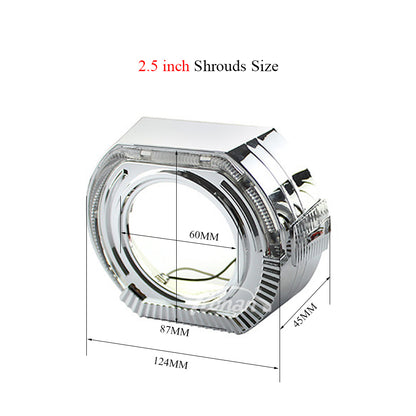 RONAN 2.5'' VER 8.1 Bi-Xenon Projector Lens H1 Car Headlight for X5 BM Sport LED Square Angel Eyes DRL White Retrofit H4 H7 Car