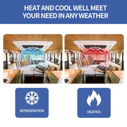 Treeligo 12V/24V 13500BTU Roof Air Conditioner Electric Cool RV Rooftop Parking AC Unit for Truck Camper Van Caravans Motor home
