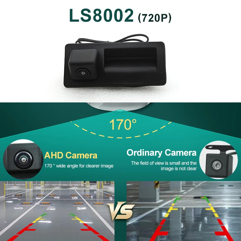 Câmera de Ré Automotiva 1080P AHD 170° para Audi, Volkswagen e Skoda