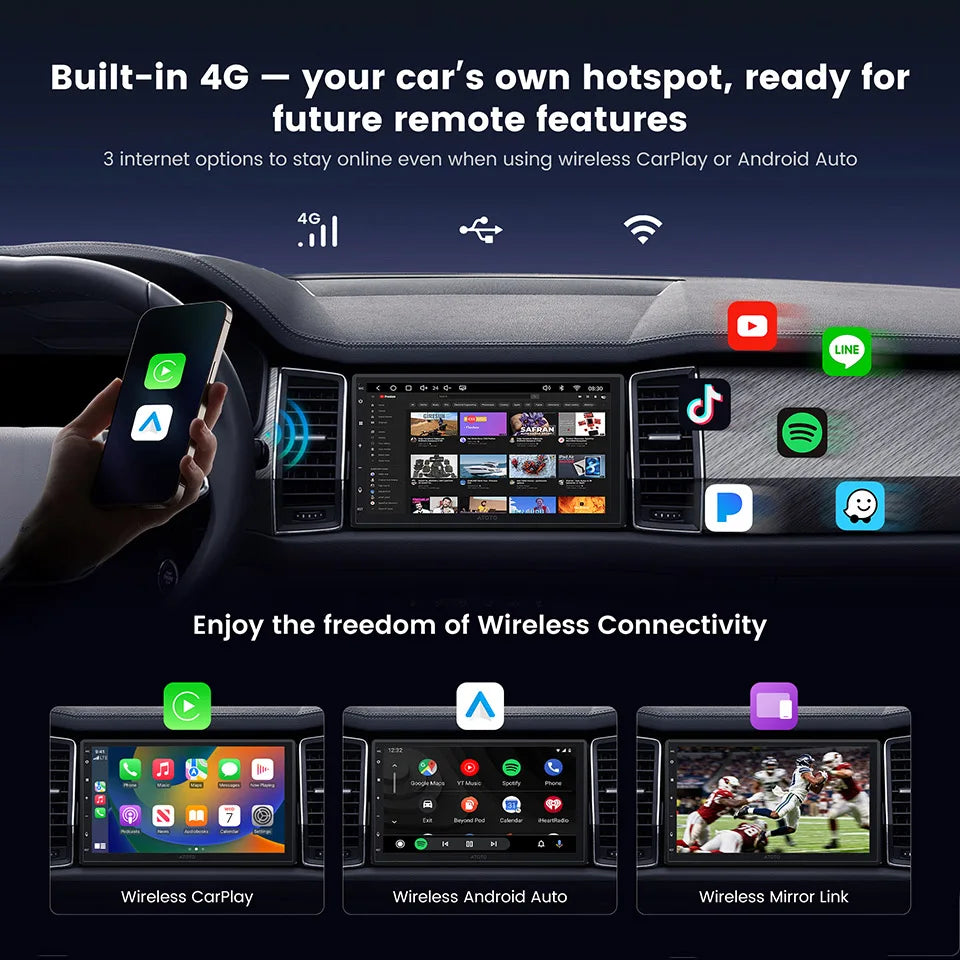 ATOTO 7 inch Android Car Radio 2din Multimedia Player Head Unit 2 Din Car Stereo Bluetooth Auto CarPlay Screen A7 S8 Gen4 S8Gen4