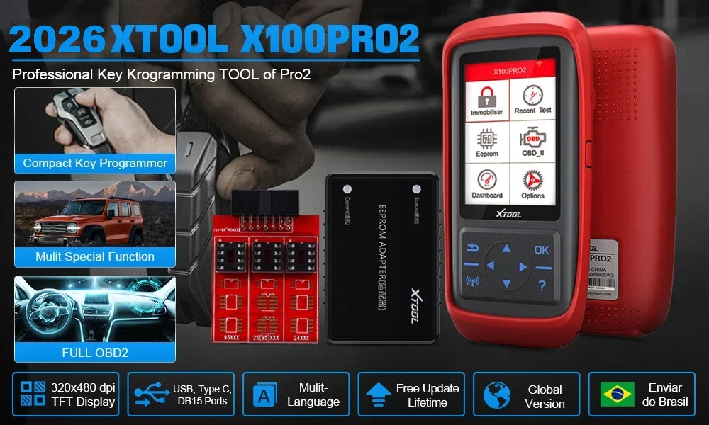 XTOOL X100 Pro2 OBD2 Automotive Scanner Key Programmer with EEPROM Adapter Code Reader Car Diagnostic Tools Lifetime Free Update
