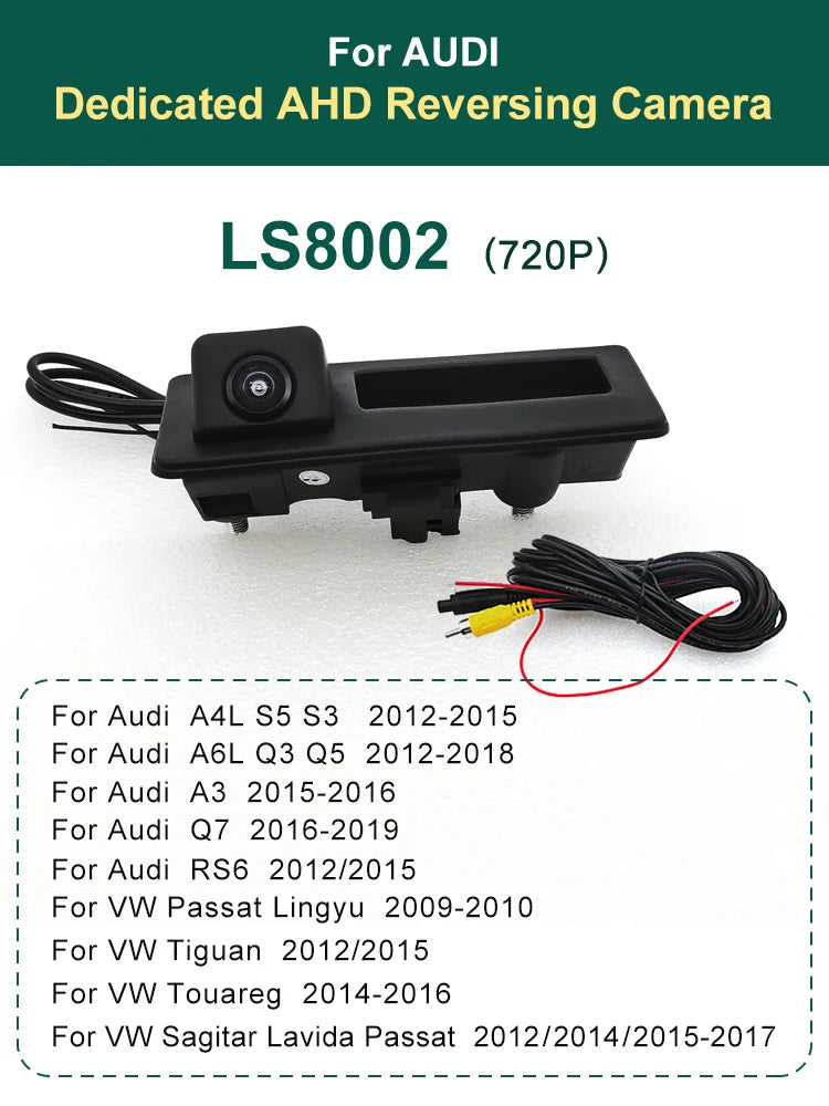 Câmera de Ré Automotiva 1080P AHD 170° para Audi, Volkswagen e Skoda