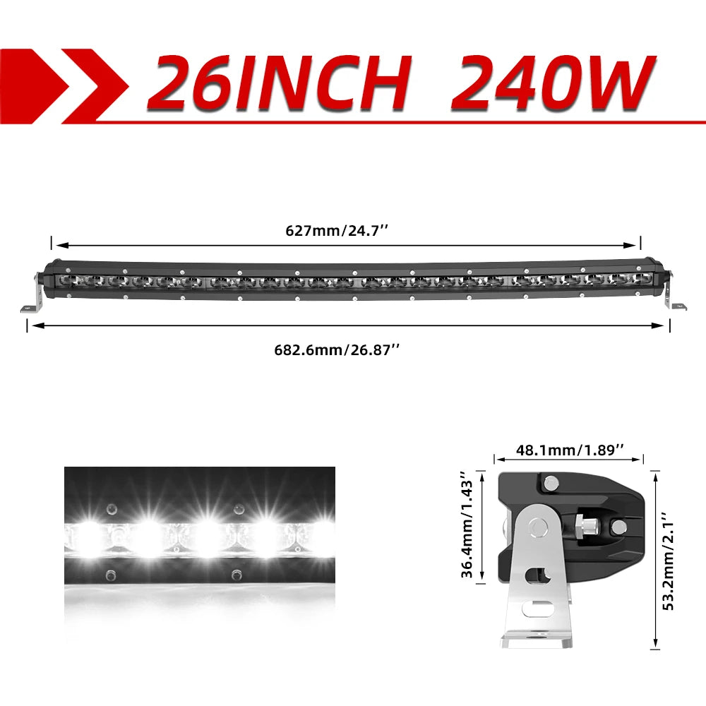 CO LIGHT New Cruved Slim LED Bar 20"26"32"38"44"50" LED Light Bar/Work Light for Driving Truck 4X4 UAZ 4WD ATV Car Barra 12V 24V