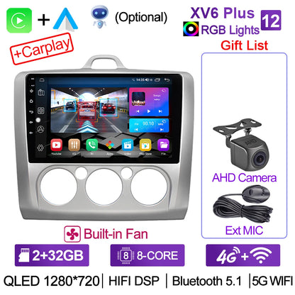 XIMA XV6Pro 2 Din Android 13 Auto Carplay Car Radio For ford focus EXI MT 2 3 Mk2 2004 -2011  Multimedia Player 2din Stereo GPS
