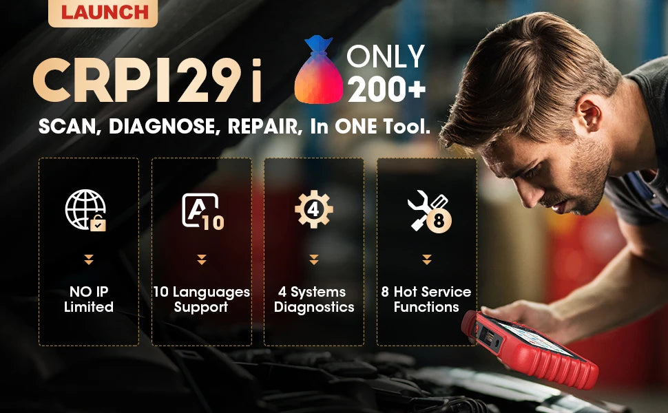 New LAUNCH CRP129i V3 OBD2 Scanner 4 System Auto Diagnostic tool DPF SAS TPMS 12 Service FCA AutoAuth Lifetime Free Update