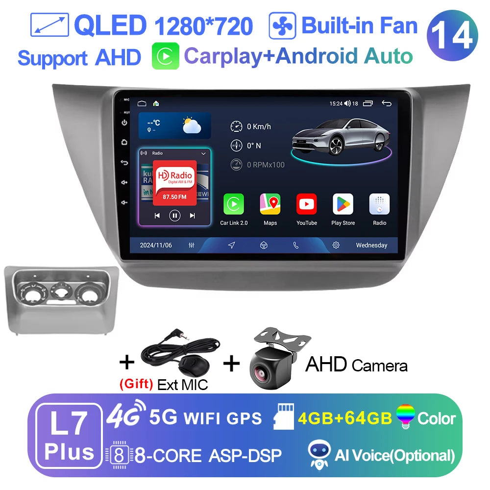 LEHX Pro 8 Core QLED DSP Car Radio Multimedia Player For Mitsubishi Lancer 9 CS 2000-2010 2Din Android 14 Carplay Stereo GPS