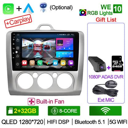 XIMA XV6Pro 2 Din Android 13 Auto Carplay Car Radio For ford focus EXI MT 2 3 Mk2 2004 -2011  Multimedia Player 2din Stereo GPS