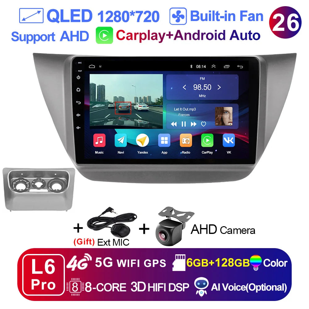 LEHX Pro 8 Core QLED DSP Car Radio Multimedia Player For Mitsubishi Lancer 9 CS 2000-2010 2Din Android 14 Carplay Stereo GPS