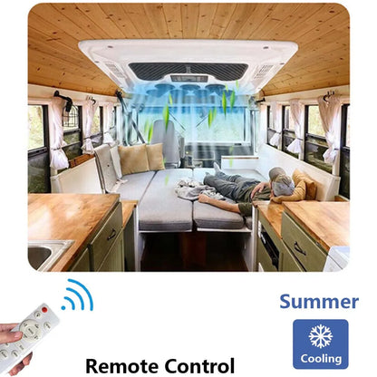 Treeligo 12V/24V 13500BTU Roof Air Conditioner Electric Cool RV Rooftop Parking AC Unit for Truck Camper Van Caravans Motor home